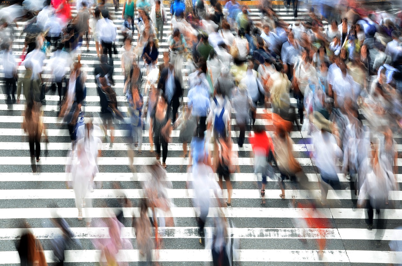 Pedestrians crossing the street
