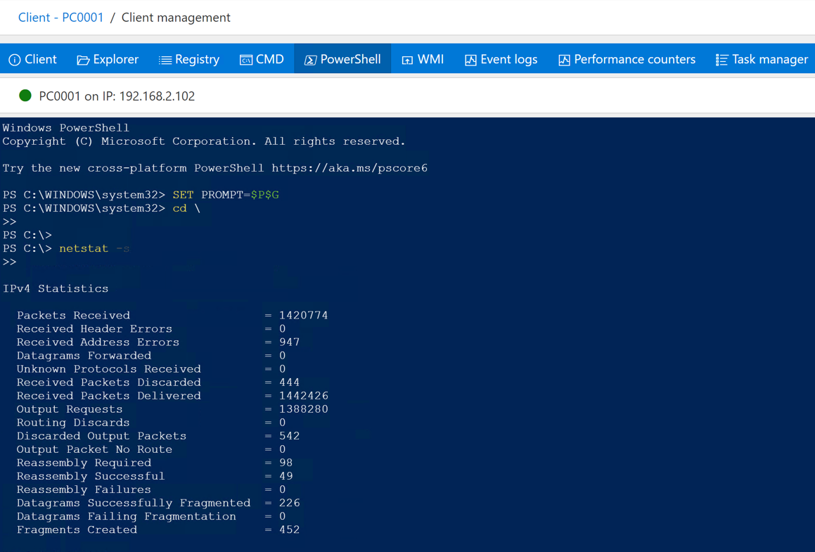 Remote PowerShell/CMD view