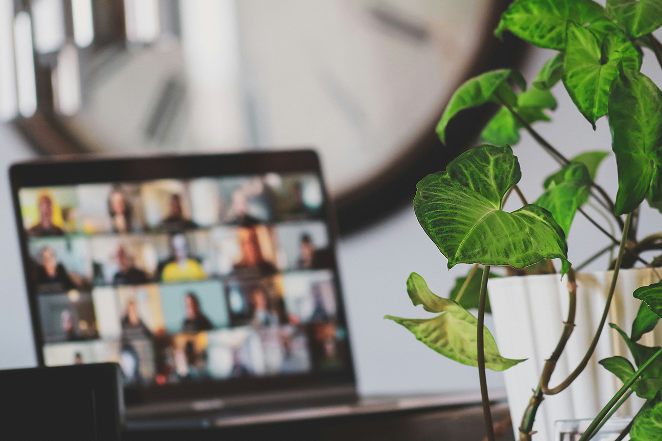 Notebook computer with video call on screen