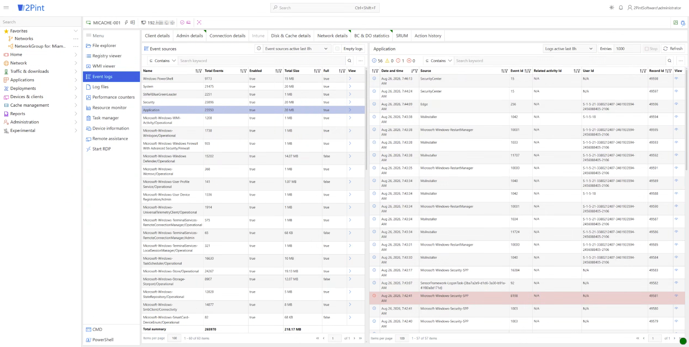 RemoteR – Event logs