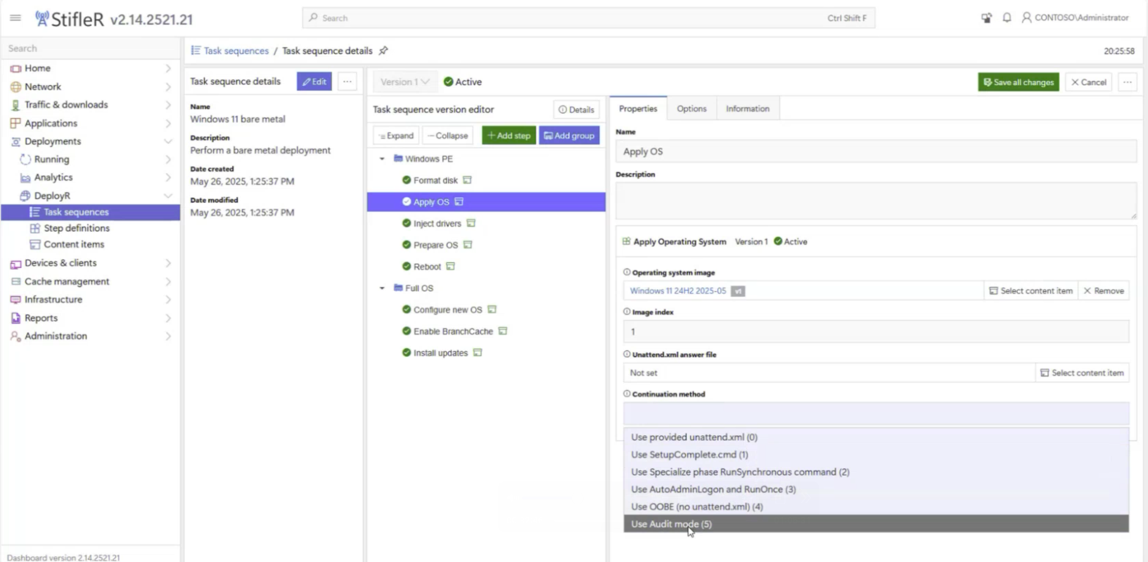 DeployR task sequence details