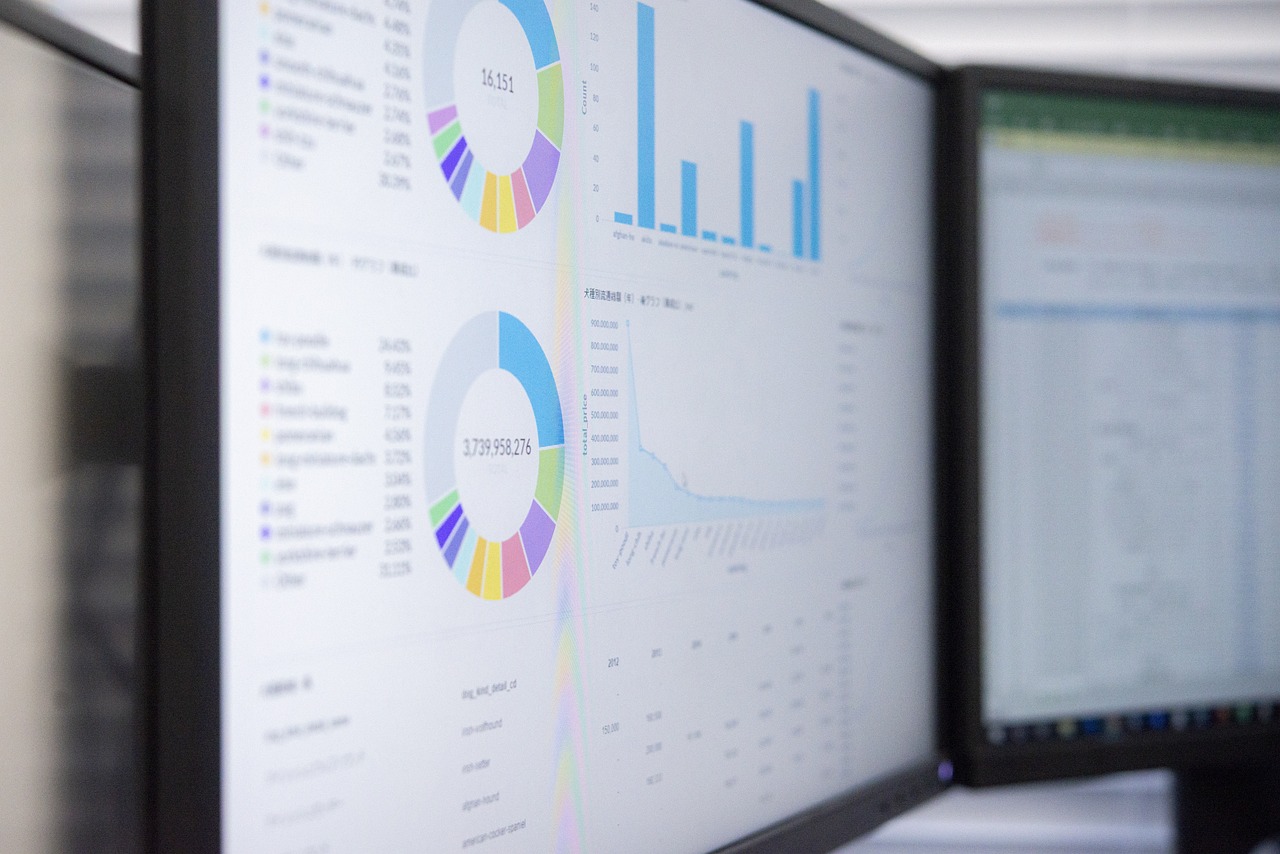 Computer monitors with data visualizations